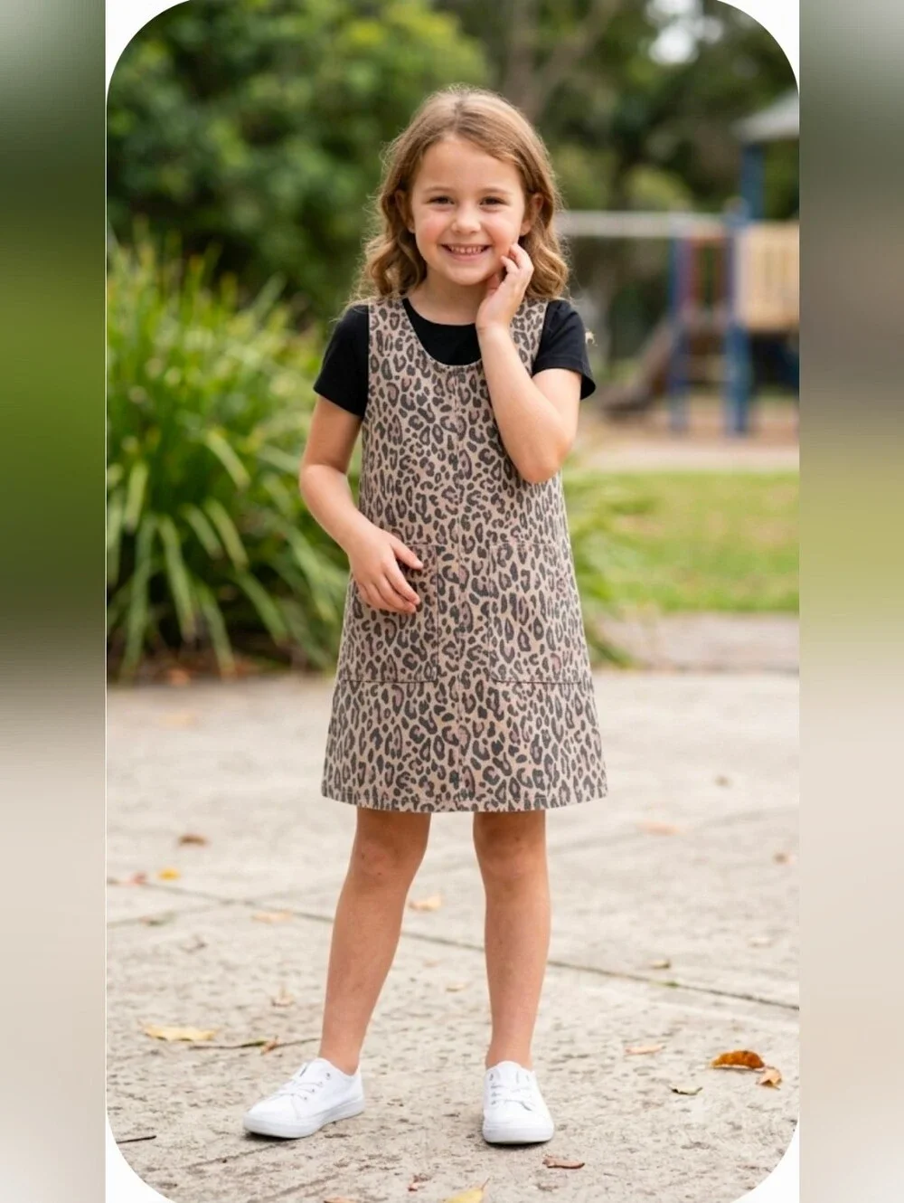 H&M Taupe and Black Leopard Print Dress